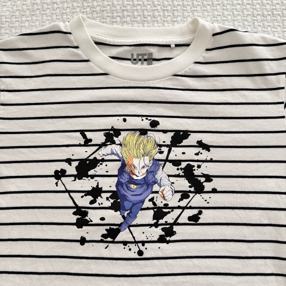 Uniqlo UT Dragonball Android 18 Short Sleeve Stripe Tshirt Unisex XS, Anime Top